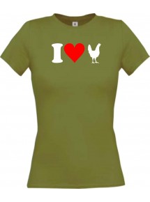 Lady T-Shirt lustige Tiere I love Tiere Hühner, kult, moos, L