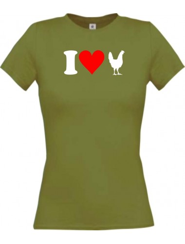 Lady T-Shirt lustige Tiere I love Tiere Hühner, kult, moos, L