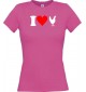 Lady T-Shirt lustige Tiere I love Tiere Hühner, kult, pink, L
