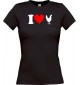 Lady T-Shirt lustige Tiere I love Tiere Hühner, kult, schwarz, L