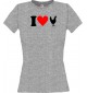Lady T-Shirt lustige Tiere I love Tiere Hühner, kult, sportsgrey, L