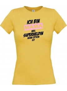 Lady T-Shirt Ich bin Mama weil Superheldin keine Option ist, gelb, L