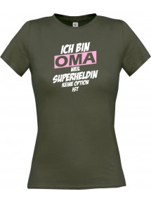 Lady T-Shirt Ich bin Oma weil Superheldin keine Option ist, grau, L
