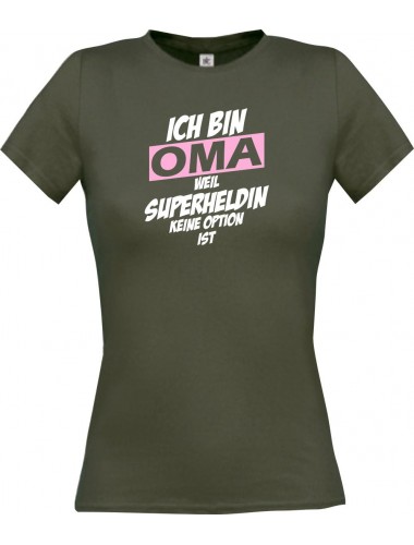Lady T-Shirt Ich bin Oma weil Superheldin keine Option ist, grau, L