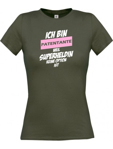 Lady T-Shirt Ich bin Patentante weil Superheldin keine Option ist, grau, L