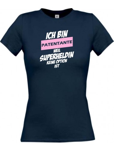 Lady T-Shirt Ich bin Patentante weil Superheldin keine Option ist, navy, L
