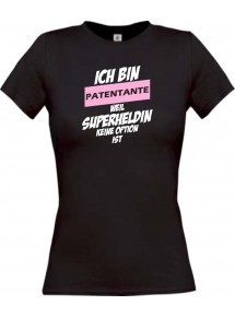 Lady T-Shirt Ich bin Patentante weil Superheldin keine Option ist, schwarz, L