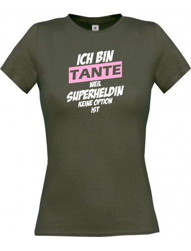 Lady T-Shirt Ich bin Tante weil Superheldin keine Option ist, grau, L