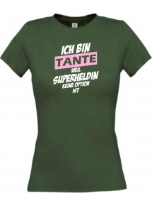 Lady T-Shirt Ich bin Tante weil Superheldin keine Option ist, gruen, L