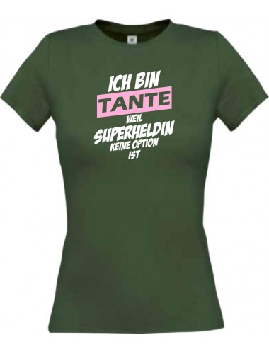 Lady T-Shirt Ich bin Tante weil Superheldin keine Option ist, gruen, L