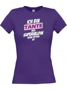 Lady T-Shirt Ich bin Tante weil Superheldin keine Option ist, lila, L