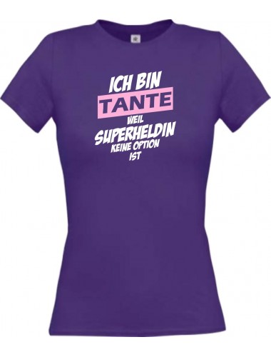Lady T-Shirt Ich bin Tante weil Superheldin keine Option ist, lila, L