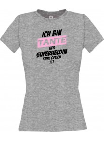 Lady T-Shirt Ich bin Tante weil Superheldin keine Option ist, sportsgrey, L