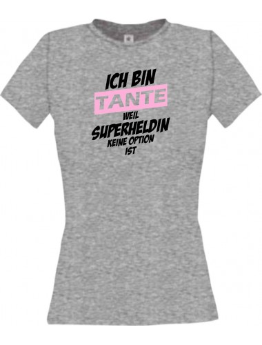 Lady T-Shirt Ich bin Tante weil Superheldin keine Option ist, sportsgrey, L
