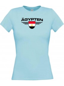 Lady T-Shirt Ägypten, Wappen, Land, Länder, hellblau, L