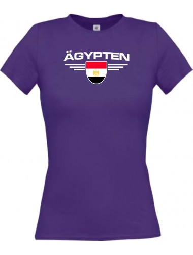 Lady T-Shirt Ägypten, Wappen, Land, Länder, lila, L