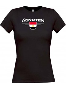 Lady T-Shirt Ägypten, Wappen, Land, Länder, schwarz, L