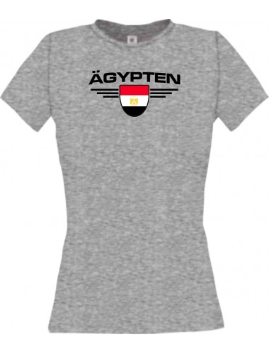 Lady T-Shirt Ägypten, Wappen, Land, Länder, sportsgrey, L