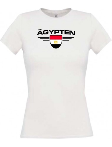 Lady T-Shirt Ägypten, Wappen, Land, Länder, weiss, L