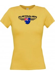 Lady T-Shirt Australien, Wappen, Land, Länder, gelb, L