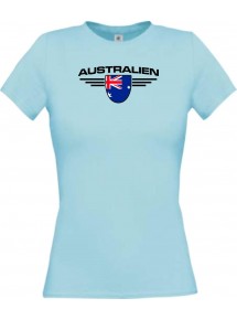 Lady T-Shirt Australien, Wappen, Land, Länder, hellblau, L