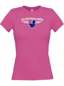 Lady T-Shirt Australien, Wappen, Land, Länder, pink, L