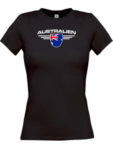 Lady T-Shirt Australien, Wappen, Land, Länder, schwarz, L