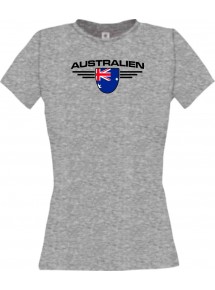 Lady T-Shirt Australien, Wappen, Land, Länder, sportsgrey, L