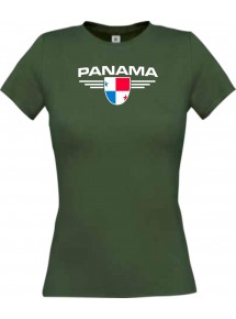 Lady T-Shirt Panama, Wappen, Land, Länder, gruen, L