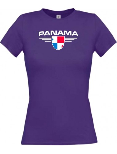 Lady T-Shirt Panama, Wappen, Land, Länder, lila, L