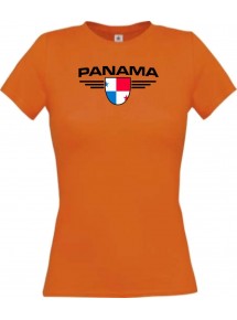 Lady T-Shirt Panama, Wappen, Land, Länder, orange, L