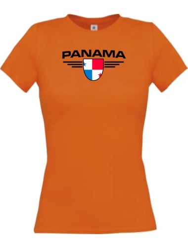 Lady T-Shirt Panama, Wappen, Land, Länder, orange, L