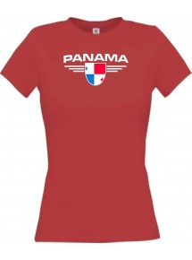 Lady T-Shirt Panama, Wappen, Land, Länder, rot, L