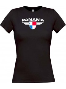 Lady T-Shirt Panama, Wappen, Land, Länder, schwarz, L