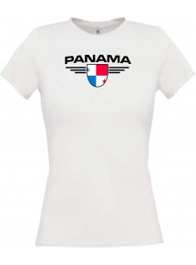 Lady T-Shirt Panama, Wappen, Land, Länder, weiss, L