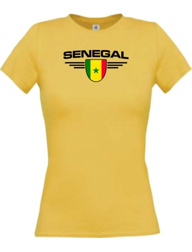 Lady T-Shirt Senegal, Wappen, Land, Länder, gelb, L