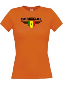 Lady T-Shirt Senegal, Wappen, Land, Länder, orange, L