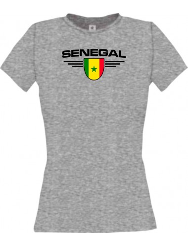 Lady T-Shirt Senegal, Wappen, Land, Länder, sportsgrey, L
