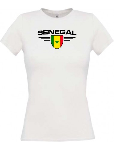 Lady T-Shirt Senegal, Wappen, Land, Länder, weiss, L