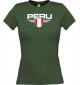 Lady T-Shirt Peru, Wappen, Land, Länder, gruen, L