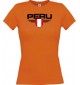 Lady T-Shirt Peru, Wappen, Land, Länder, orange, L