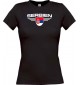 Lady T-Shirt Serbien, Wappen, Land, Länder, schwarz, L