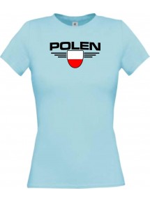 Lady T-Shirt Polen, Wappen, Land, Länder, hellblau, L
