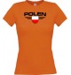 Lady T-Shirt Polen, Wappen, Land, Länder, orange, L