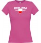 Lady T-Shirt Polen, Wappen, Land, Länder, pink, L