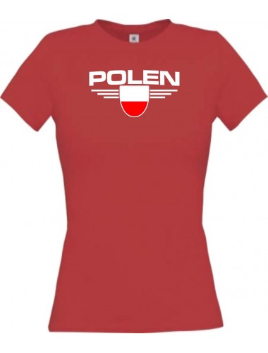 Lady T-Shirt Polen, Wappen, Land, Länder, rot, L