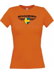 Lady T-Shirt Schweden, Wappen, Land, Länder