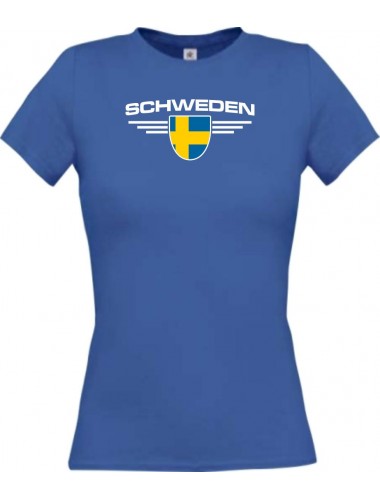 Lady T-Shirt Schweden, Wappen, Land, Länder, royal, L