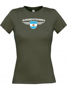 Lady T-Shirt Argentinien, Wappen, Land, Länder, grau, L