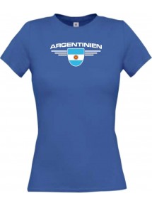 Lady T-Shirt Argentinien, Wappen, Land, Länder, royal, L